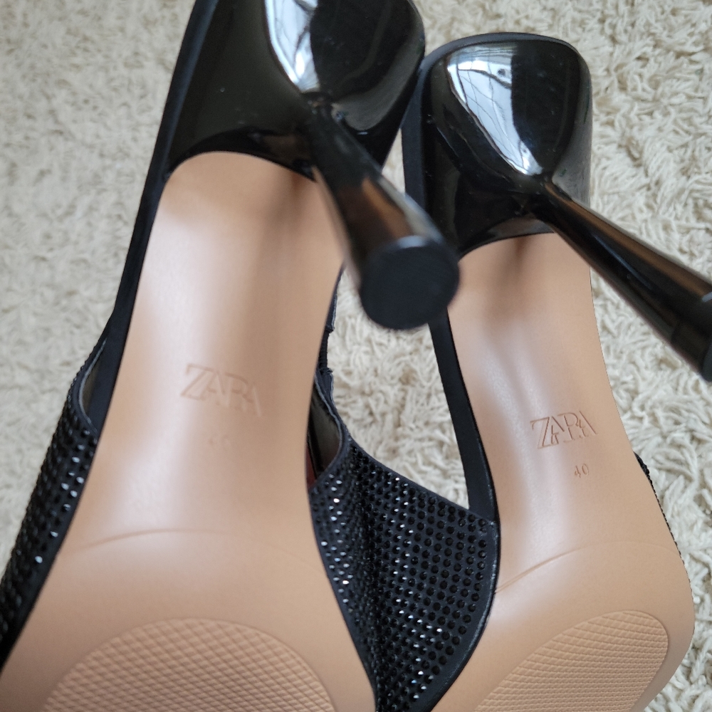 New Zara Rhinestone slingback heels - Picture 6 of 8